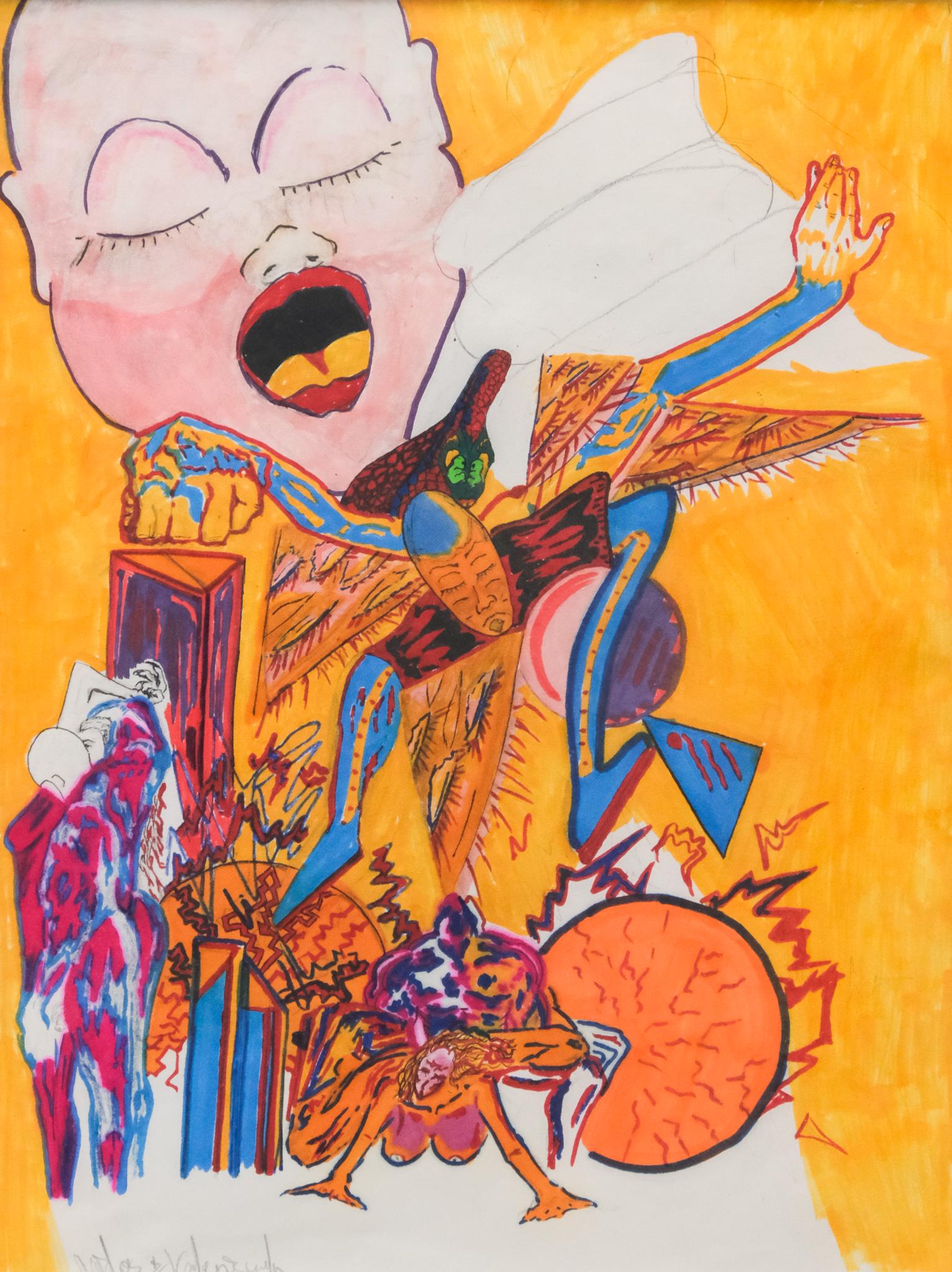 American School, Mixed Media Drawing (1 of 4)