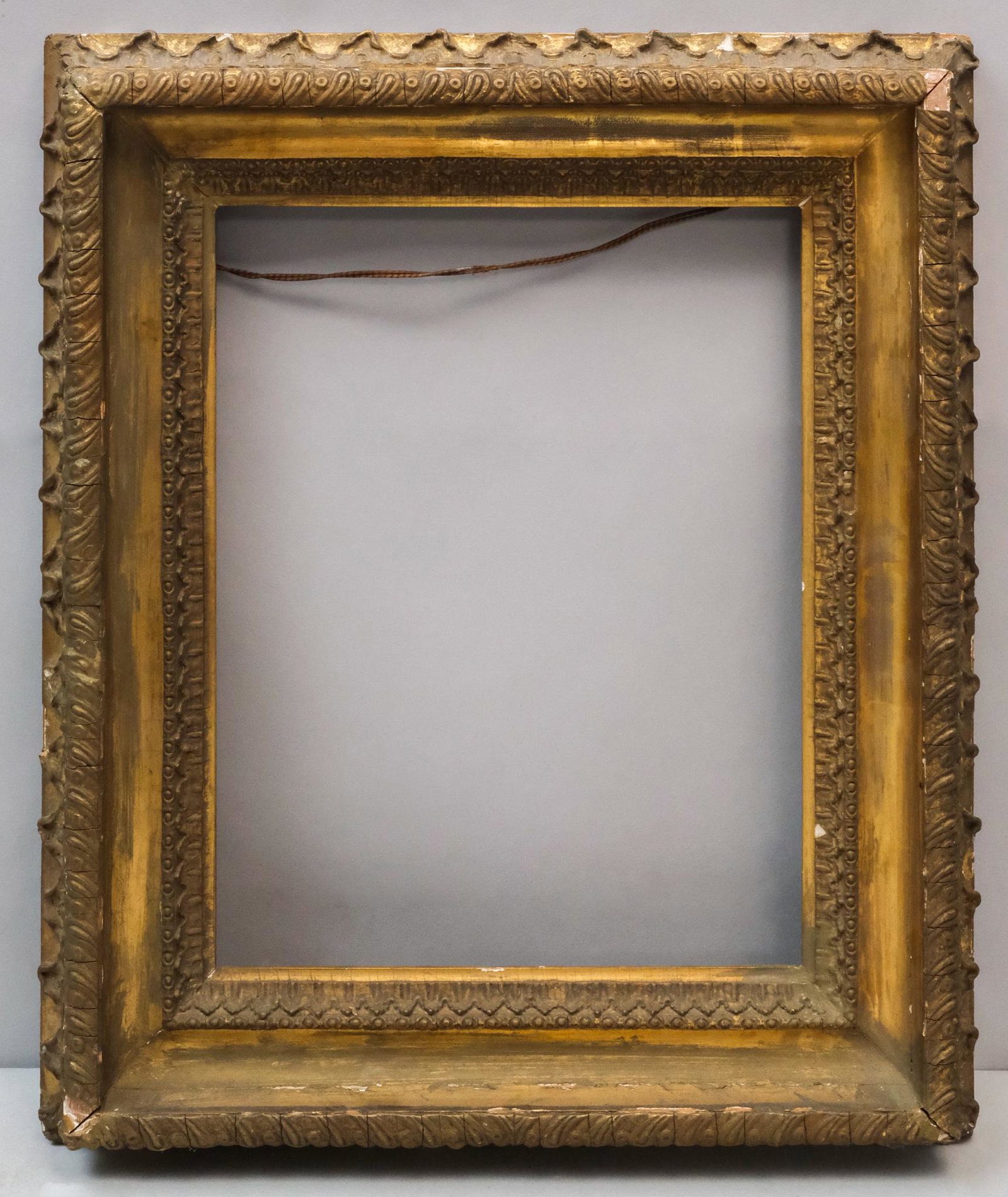 American Baroque Revival Frame: American, ca. 1840, in a great standard size. Overall 18 1/2" X 22", Rabbet 12" X 16", Molding 3 1/2"