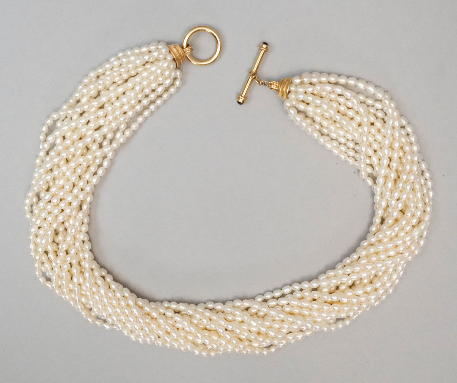 14K Gold Multi-Strand Pearl & Gold Clasp Necklace (1 of 7)