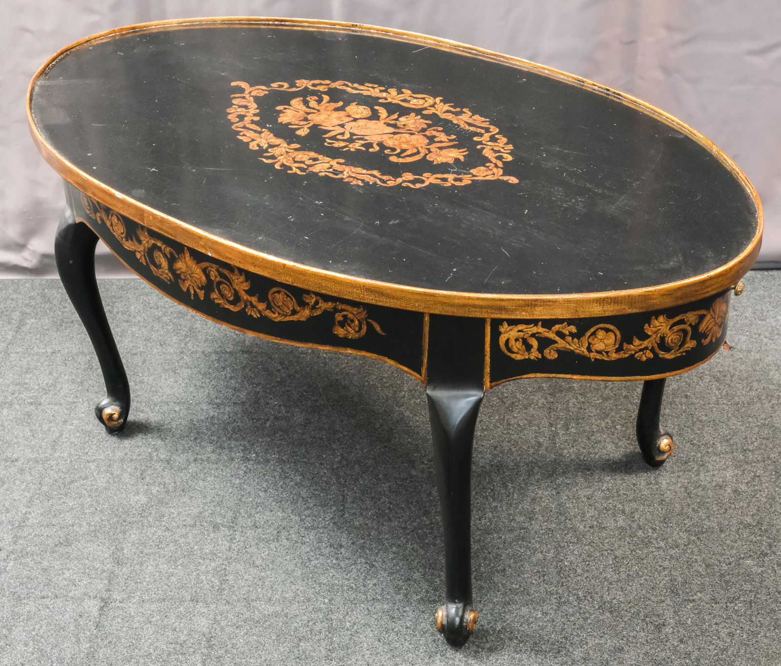 Venetian Style Black & Gilt Coffee Table (1 of 9)