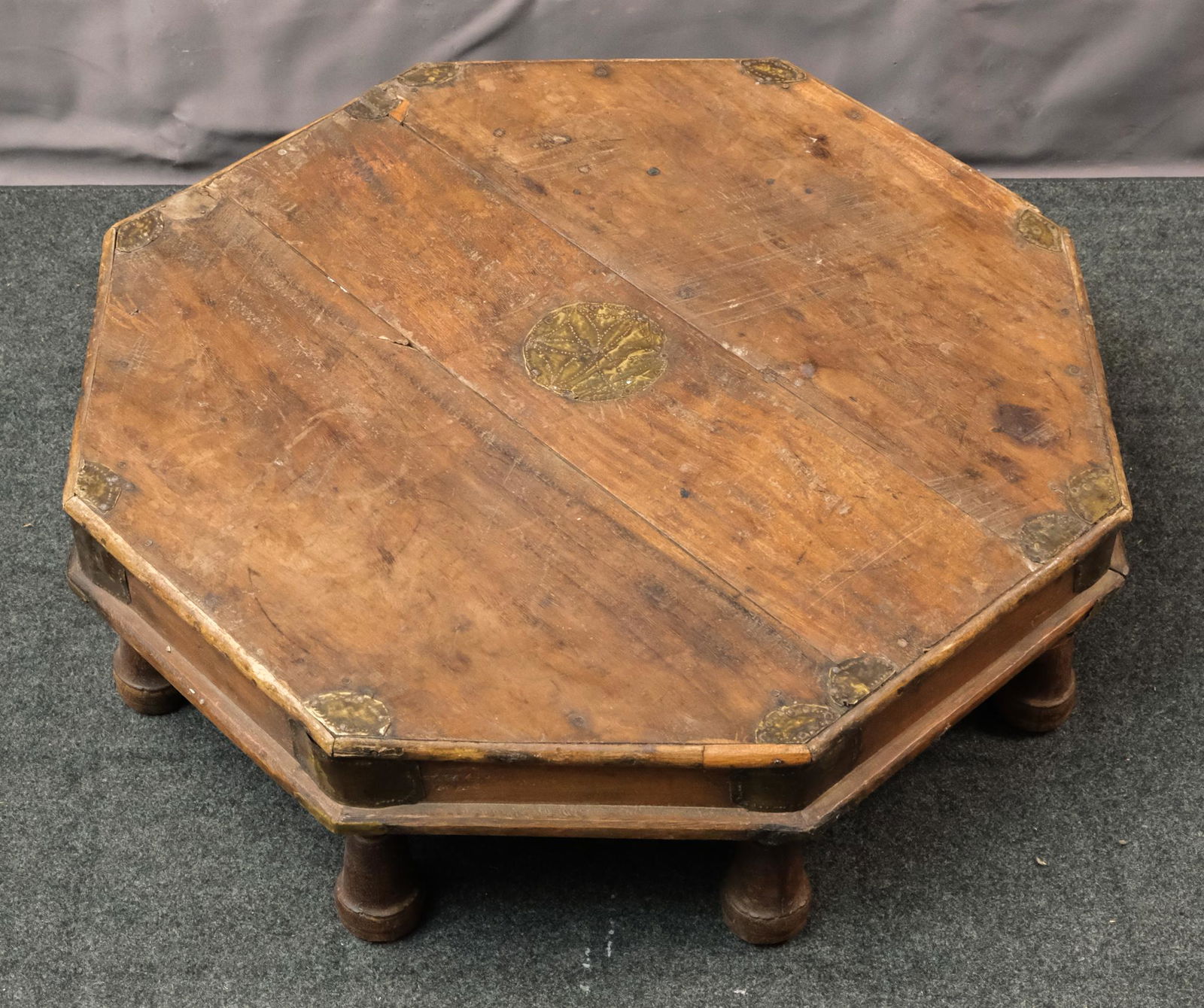 Antique Octagonal Brass Applique Tea Table (1 of 9)