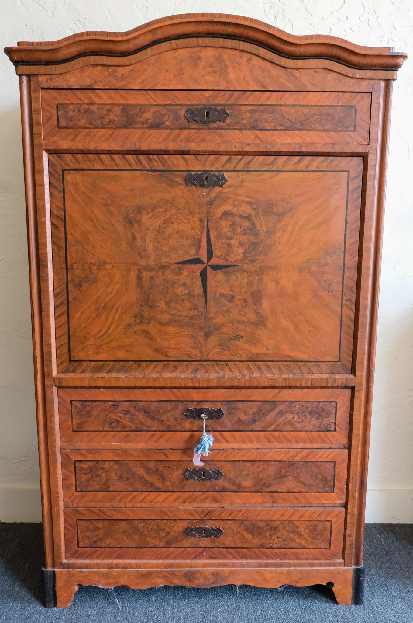 Faux Bois Painted Scandinavian Secretaire Abattant (1 of 12)