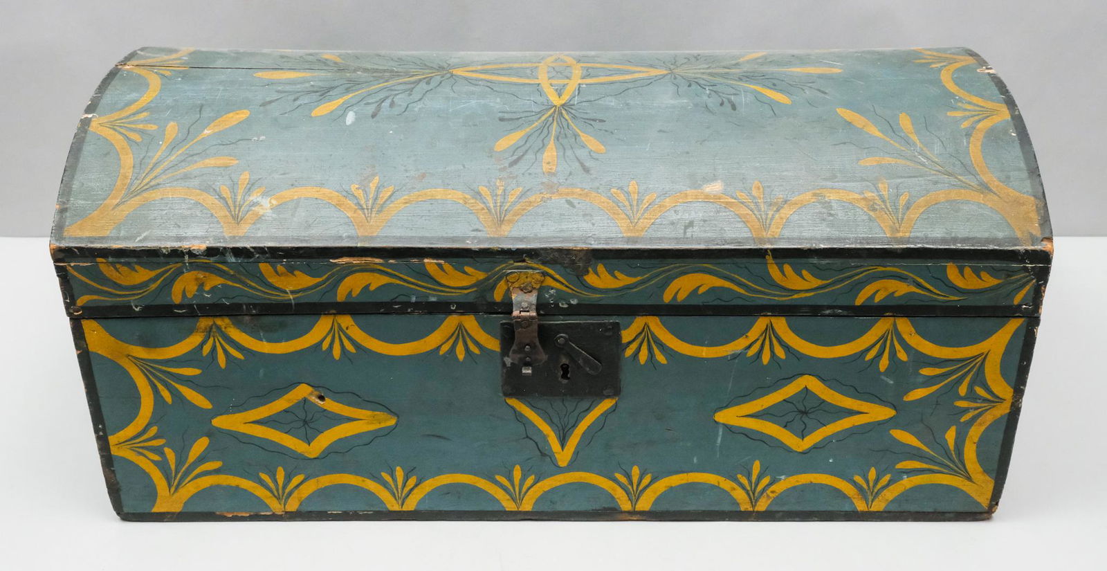 Antique Scandinavian Painted Dome Top Trunk (1 of 9)