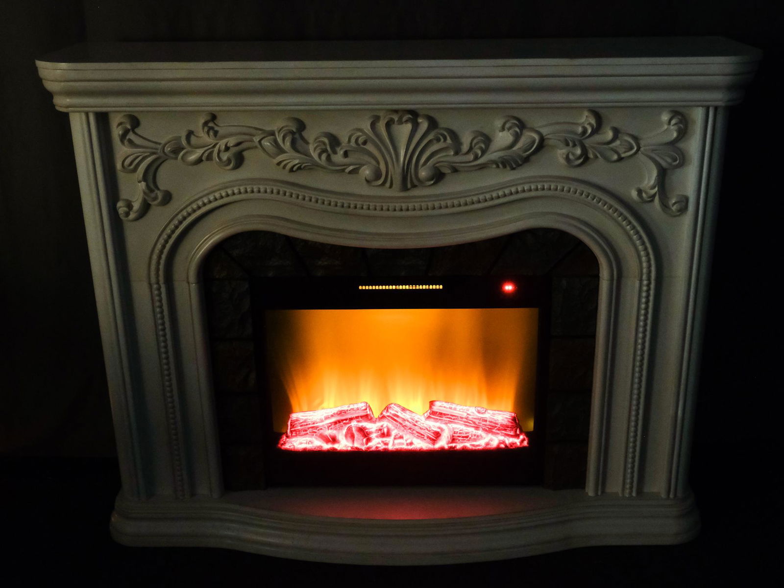 Electric Fireplace with White-Painted Mantle (1 of 6)