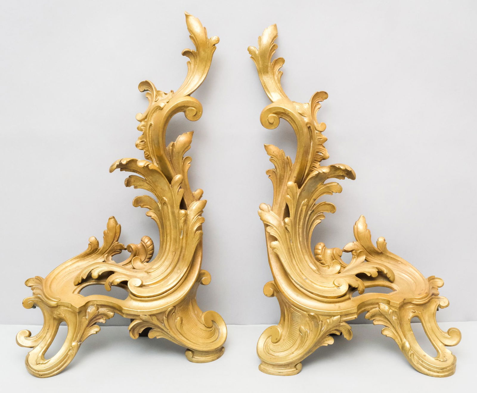 Pair of French Rococo-Style Brass Chenets (1 of 4)