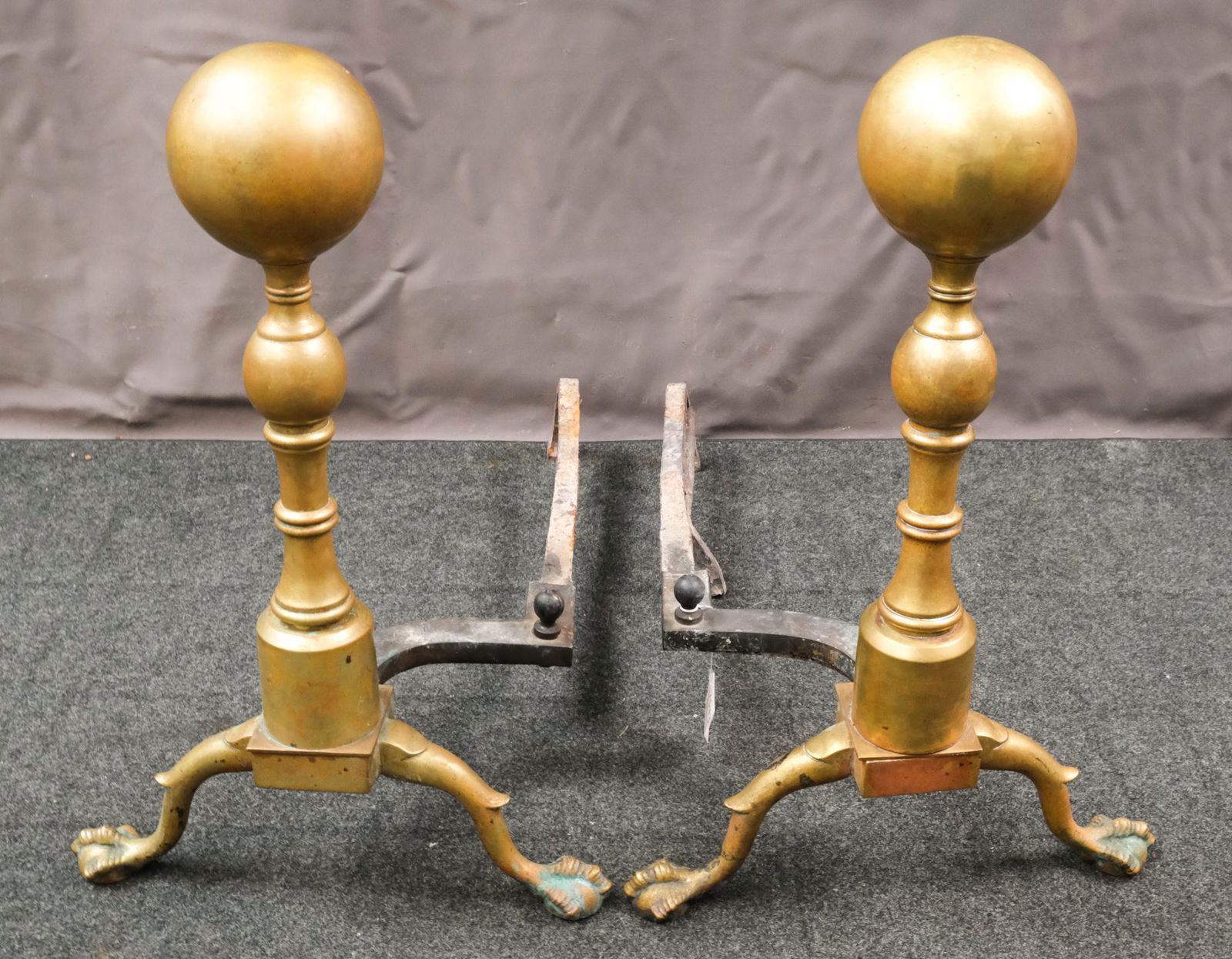 Pair of Chippendale Andirons with Ball-Claw Feet (1 of 5)