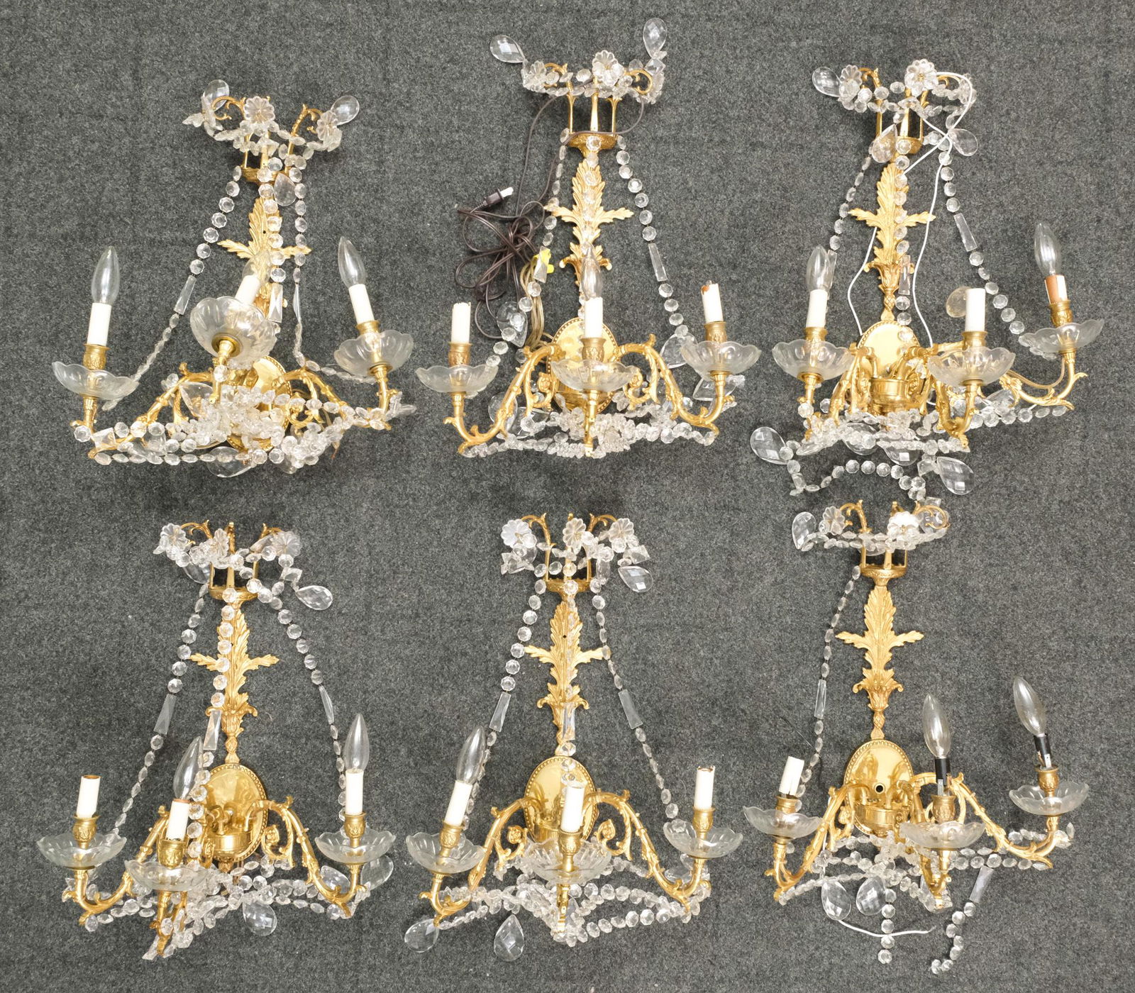 Set of 19th C. Gilt Wall Sconces (6) (1 of 7)