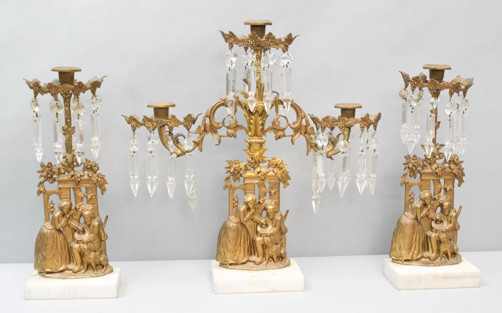 Set of 19th C. Brass Candlesticks (3) (1 of 7)
