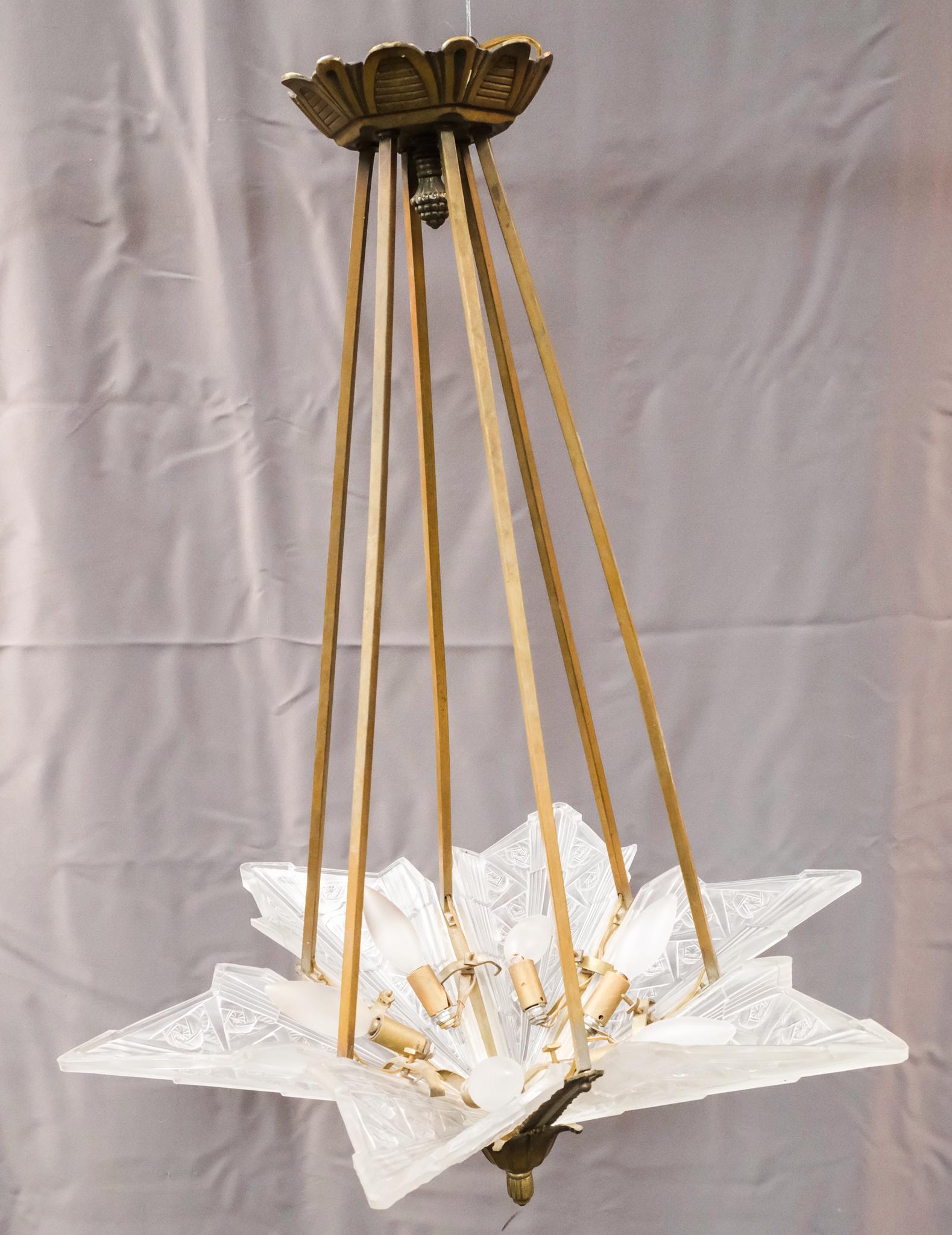 Art Deco Frosted Glass Ceiling Light Fixture (1 of 10)