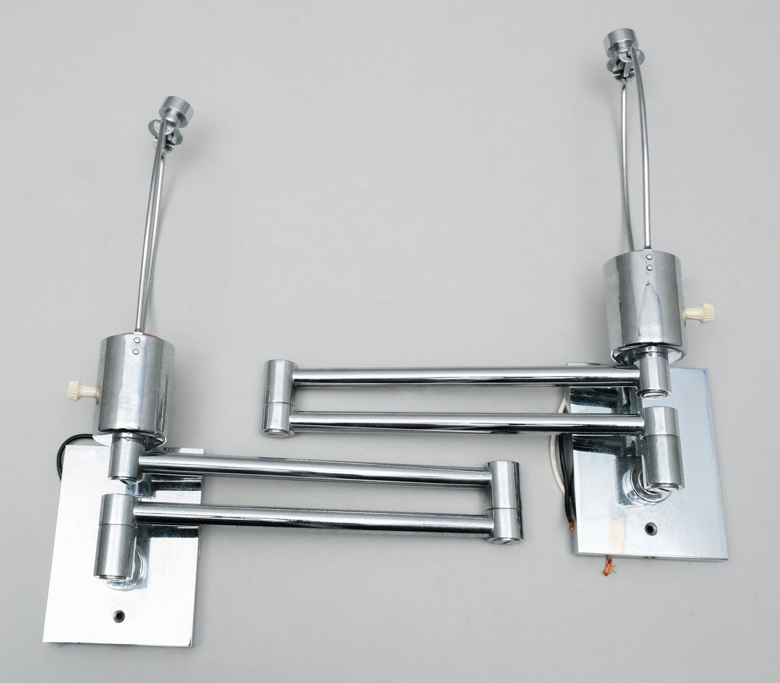 Pair of Chrome Hansen Double Swing Arm Sconces (1 of 4)