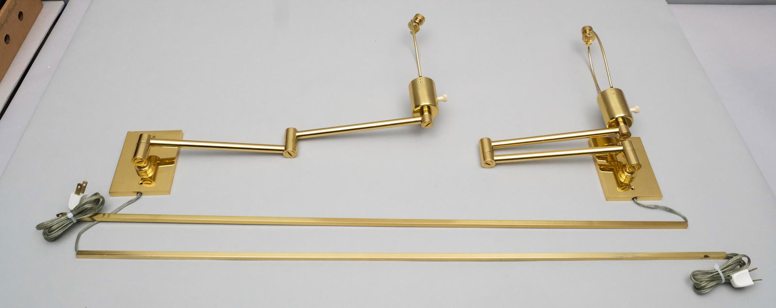 Pair of Brass Hansen Double Swing Arm Sconces (1 of 6)