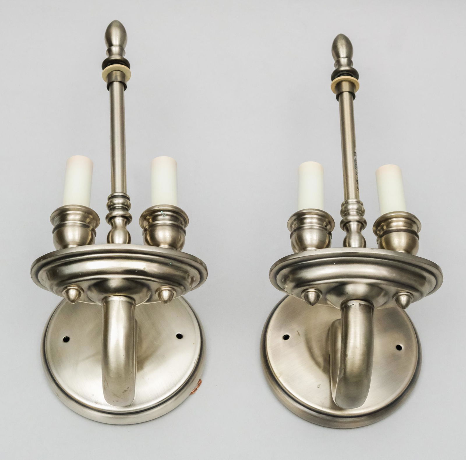 Pair of Brushed Nickel 2-Light Wall Sconces (1 of 6)