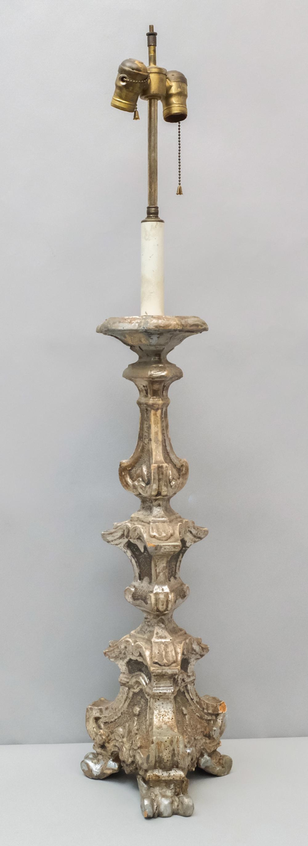 Antique Silver Gilt Pricket Stick Mounted as Lamp (1 of 7)