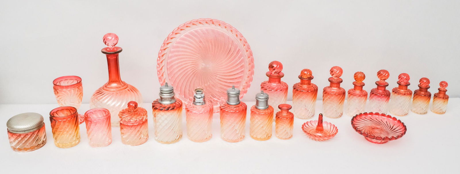 Lot of Baccarat Rose Swirl Dresser Articles (1 of 7)