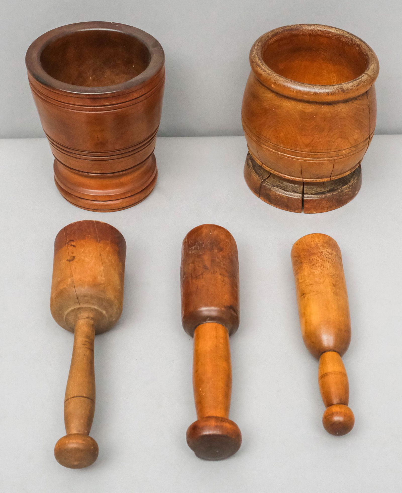 Lot of Early Wooden Mortars & Pestles (1 of 10)