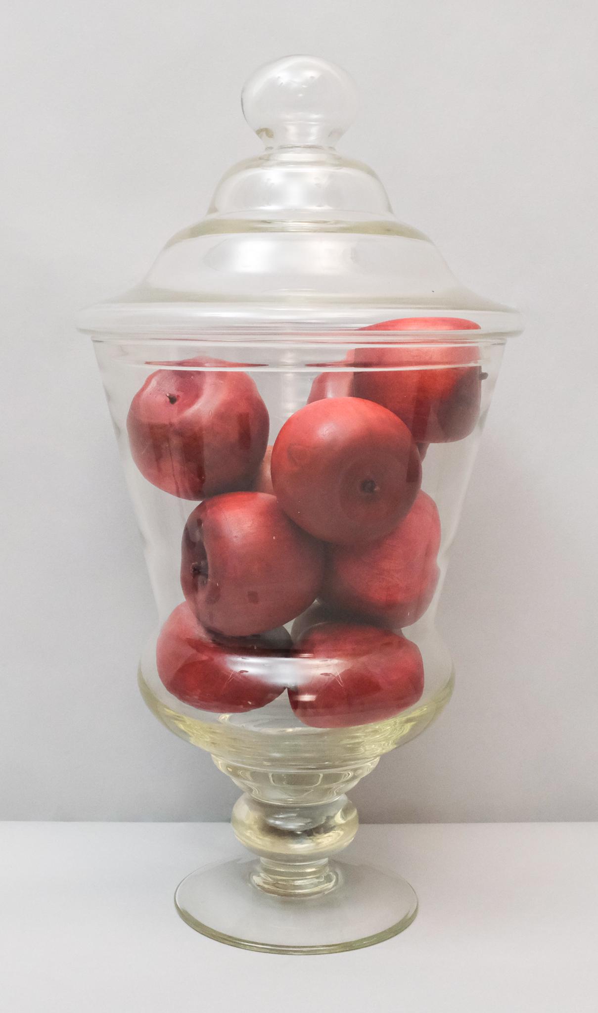 Large Covered Glass Jar with Wooden Apples (1 of 11)