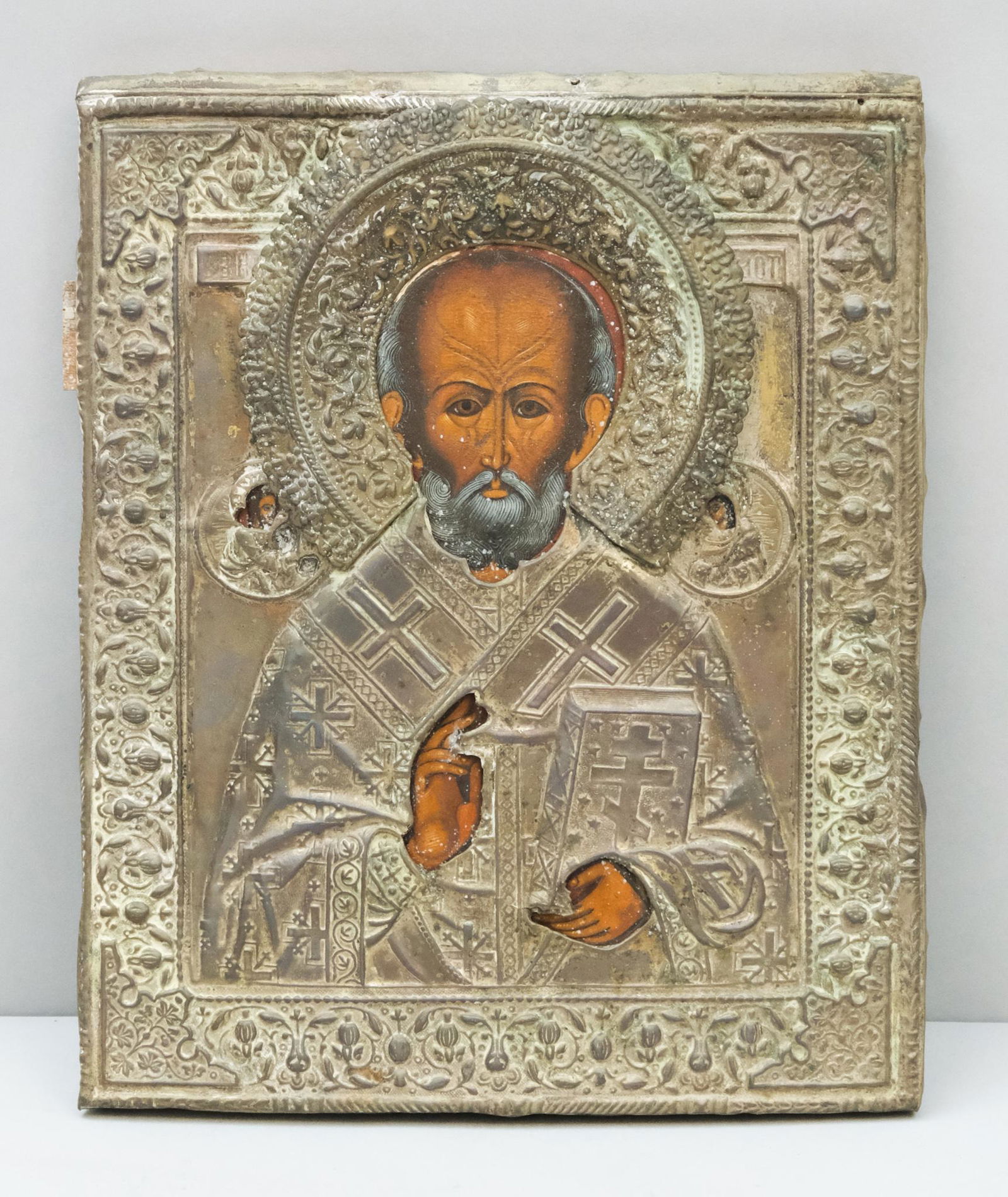 Antique Religious Icon of Saint Nicholas Stylianos (1 of 4)