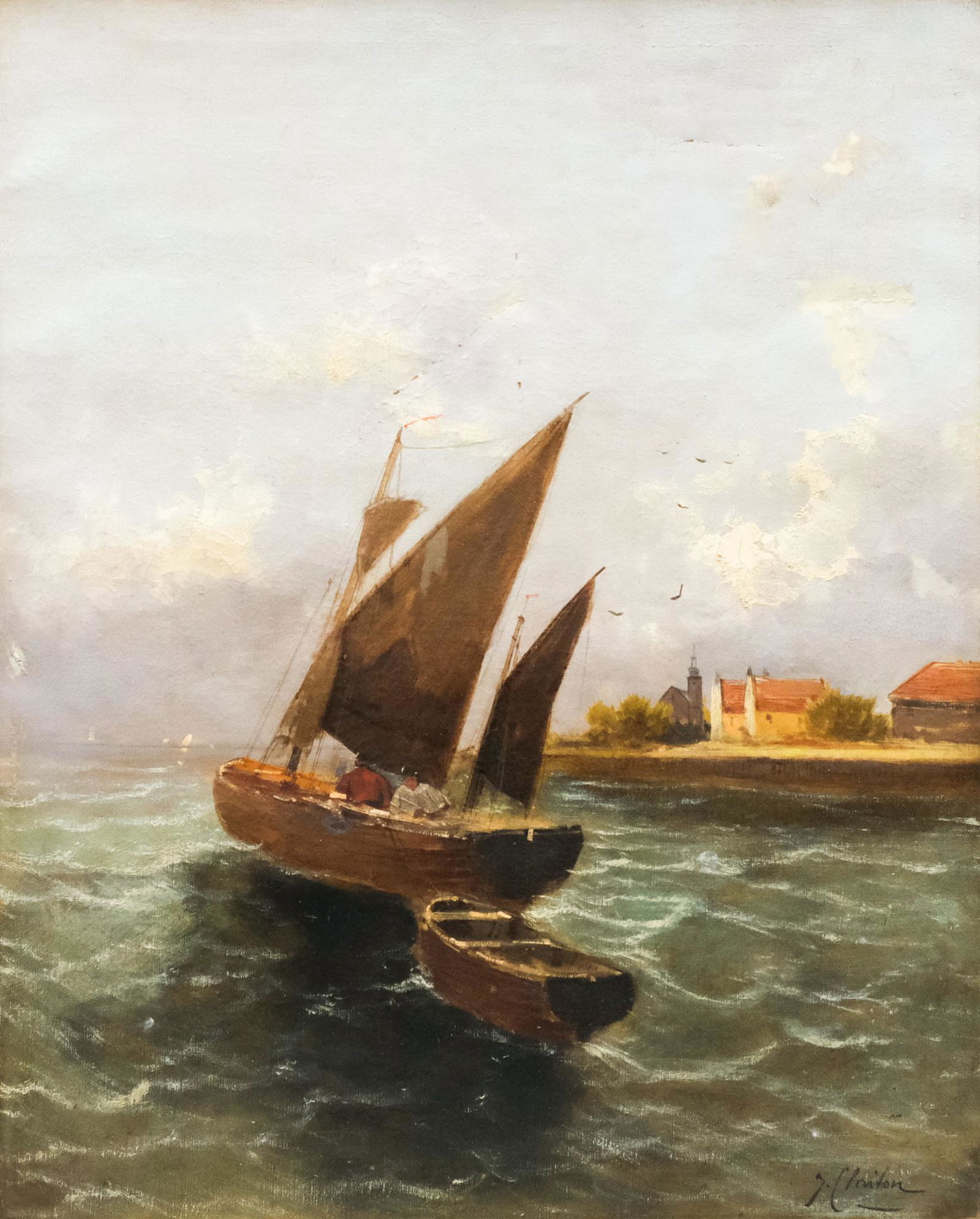 Georg Fischhof, "Fisherboat At the Dutch Coast" (1 of 7)