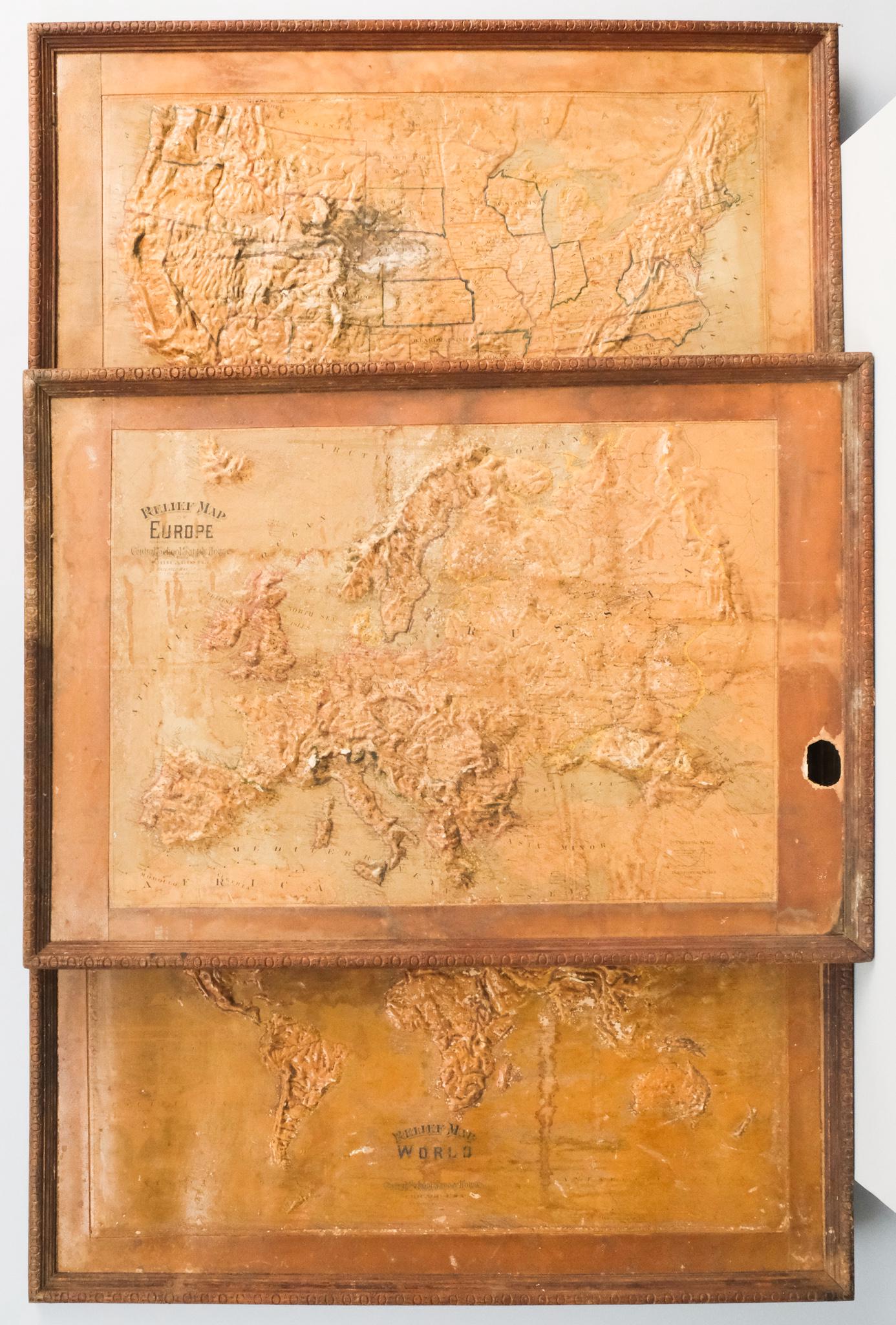 Set of Framed 19th C. Relief Maps (3) (1 of 17)