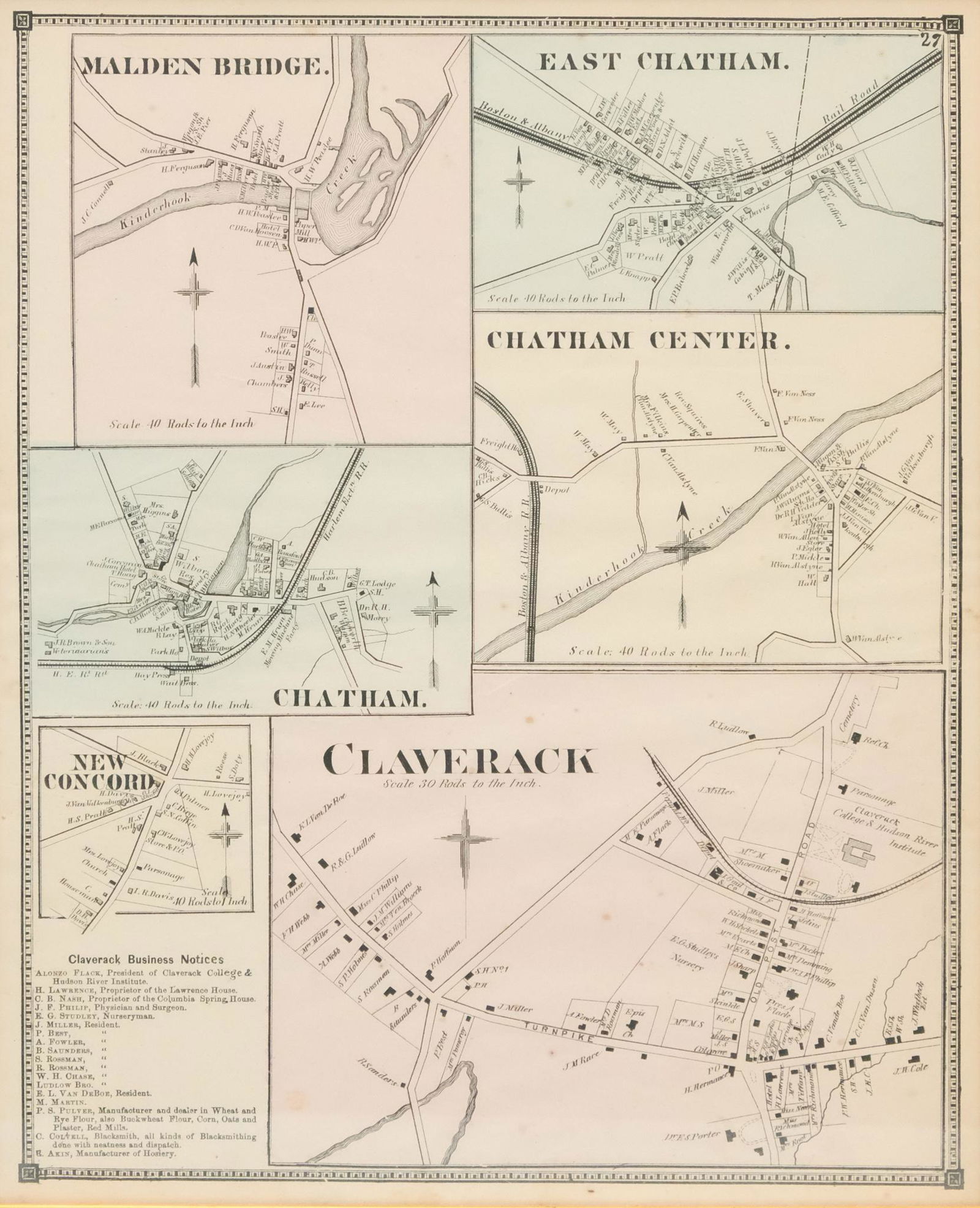 Framed 1873 Columbia County Map (1 of 5)