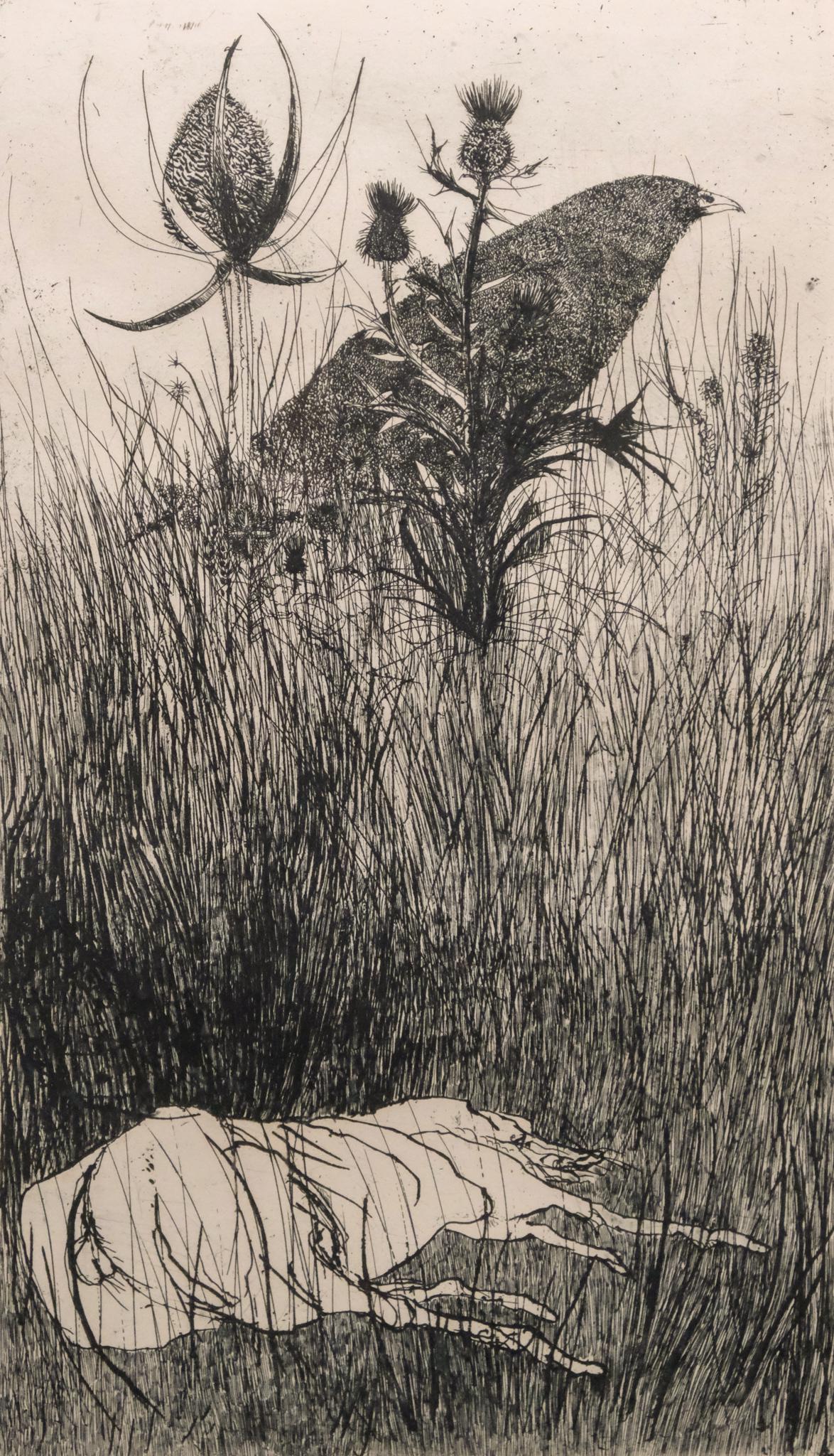 Leonard Baskin, "Dog in the Meadow" Etching (1 of 7)