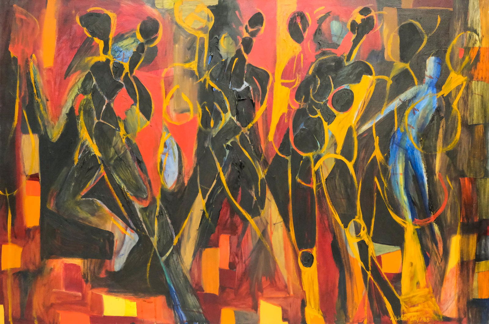 Arnold Weber, Abstract Crowd with Running Figure (1 of 7)
