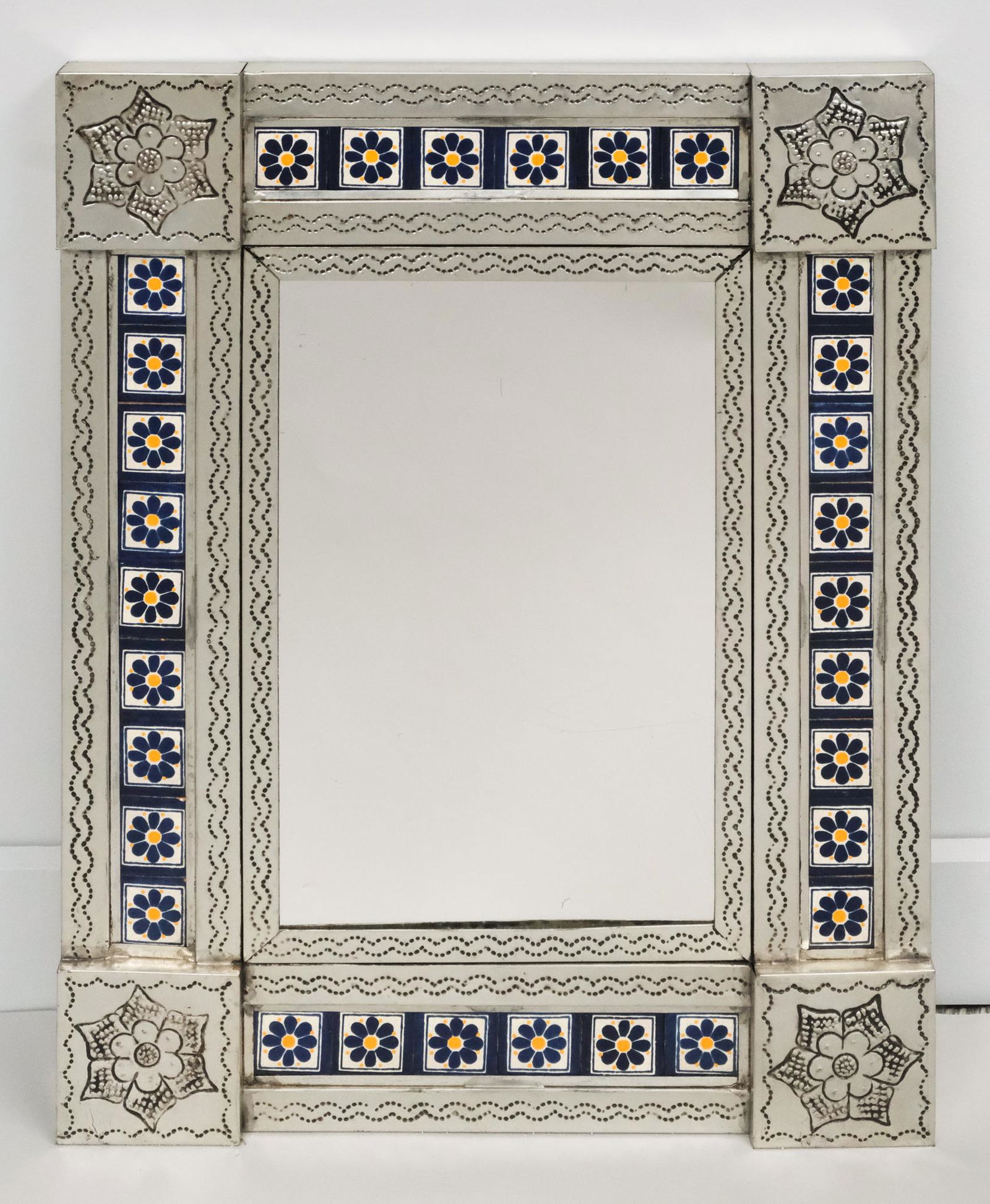 Mexican Folk Art Tile & Tin Mirror (1 of 3)
