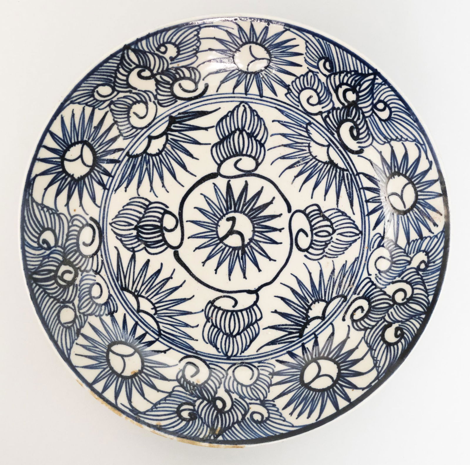 Glazed Ceramic Dish with Painted Blue Details (1 of 6)