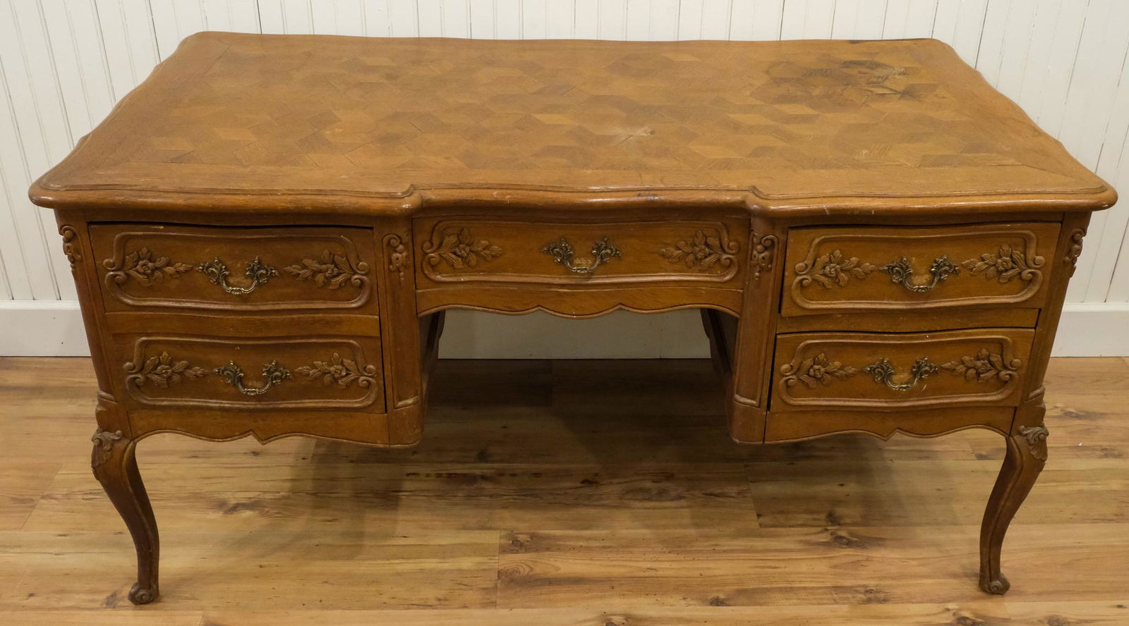 French Marquetry Top Writing Desk (1 of 8)