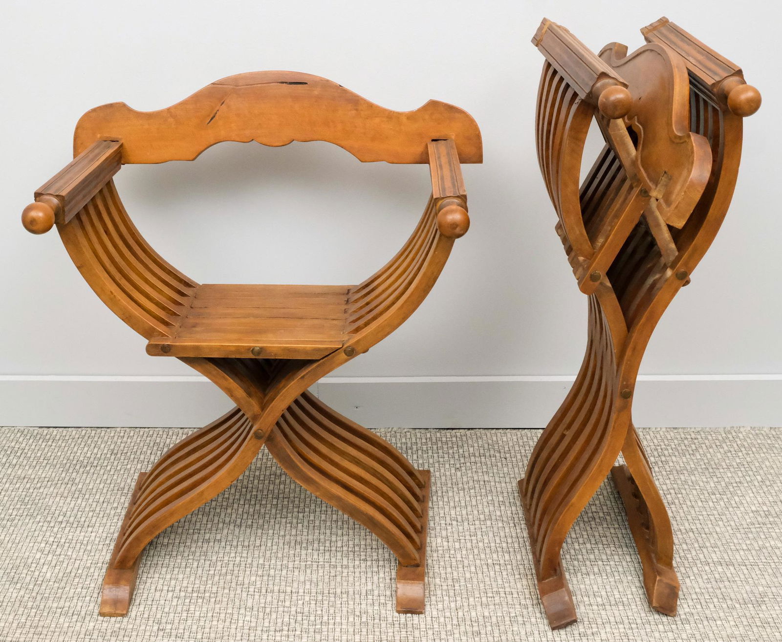 Pair of Italian Savonarola Folding Chairs (1 of 13)