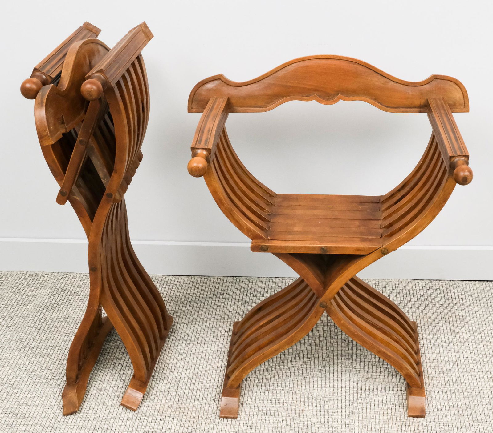 Pair of Italian Savonarola Folding Chairs (1 of 15)