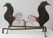 Handcrafted Wrought Iron Folk Andirons