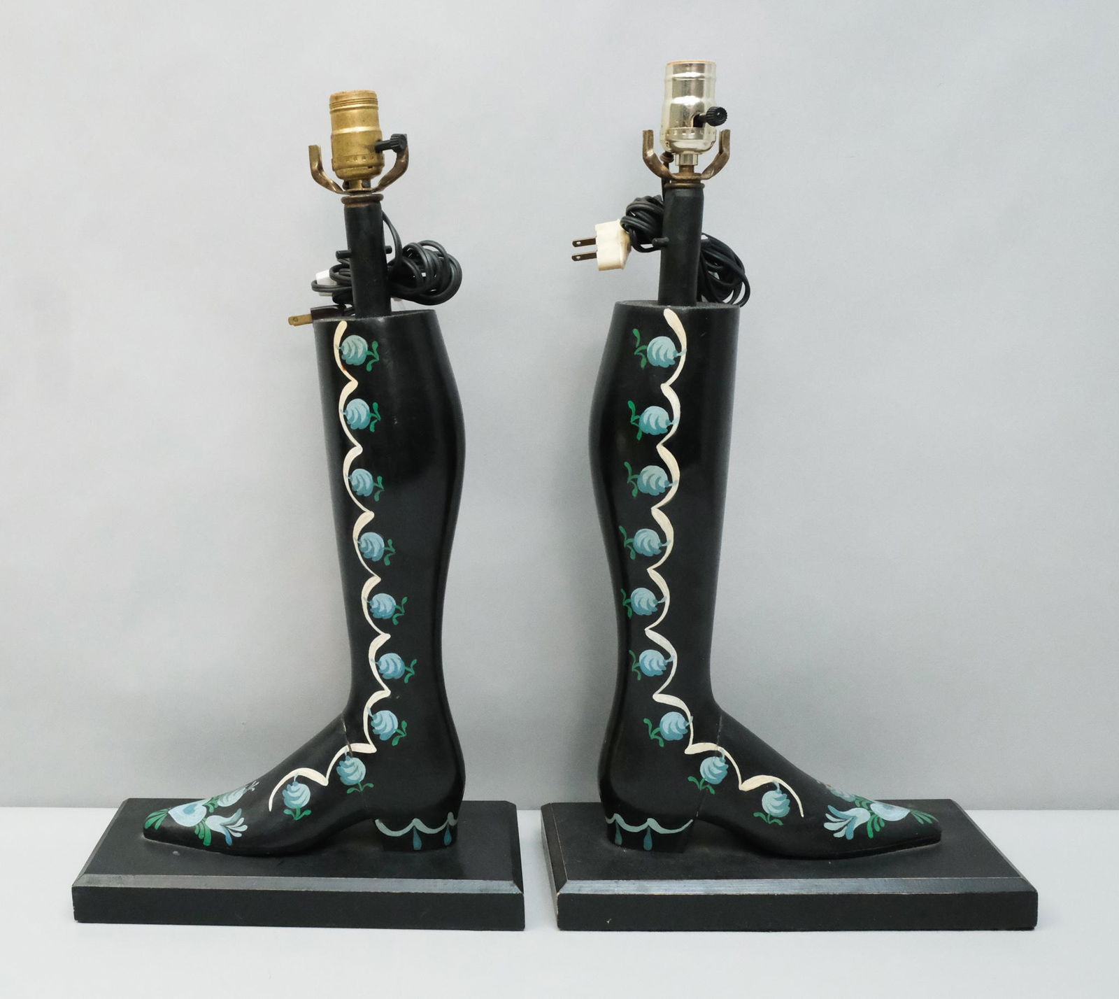 Pair of Hand-Painted Boot Lamps (1 of 8)