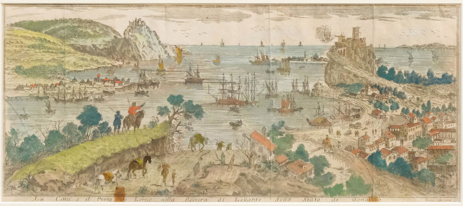 Set of Hand-colored Views of Italy & France (1 of 9)