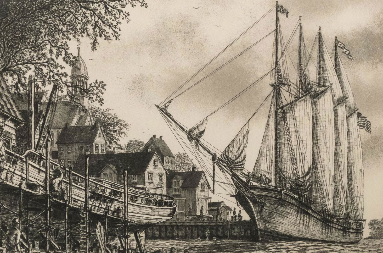 Alan Jay Gaines, Sloop In the Harbor (1 of 6)