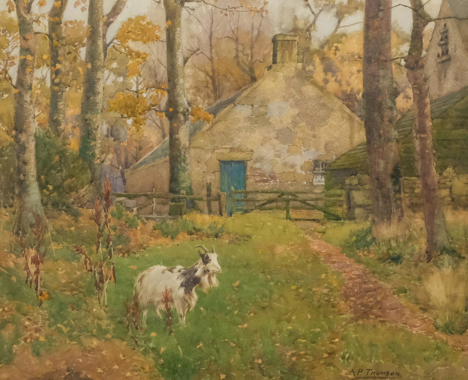 Alexander P. Thomson, Watercolor Cottage Scene (1 of 6)