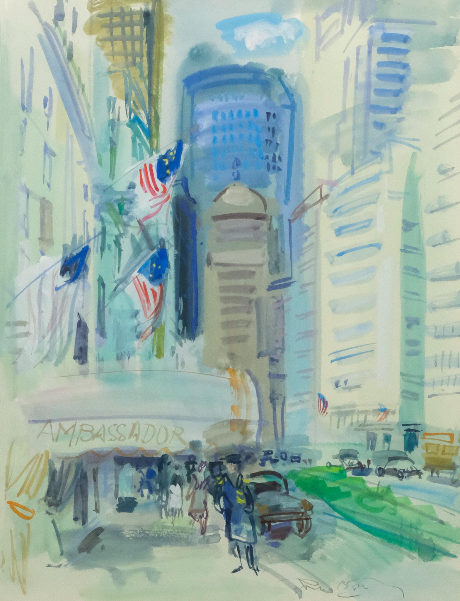 American School, Watercolor of Ambassador Hotel (1 of 6)