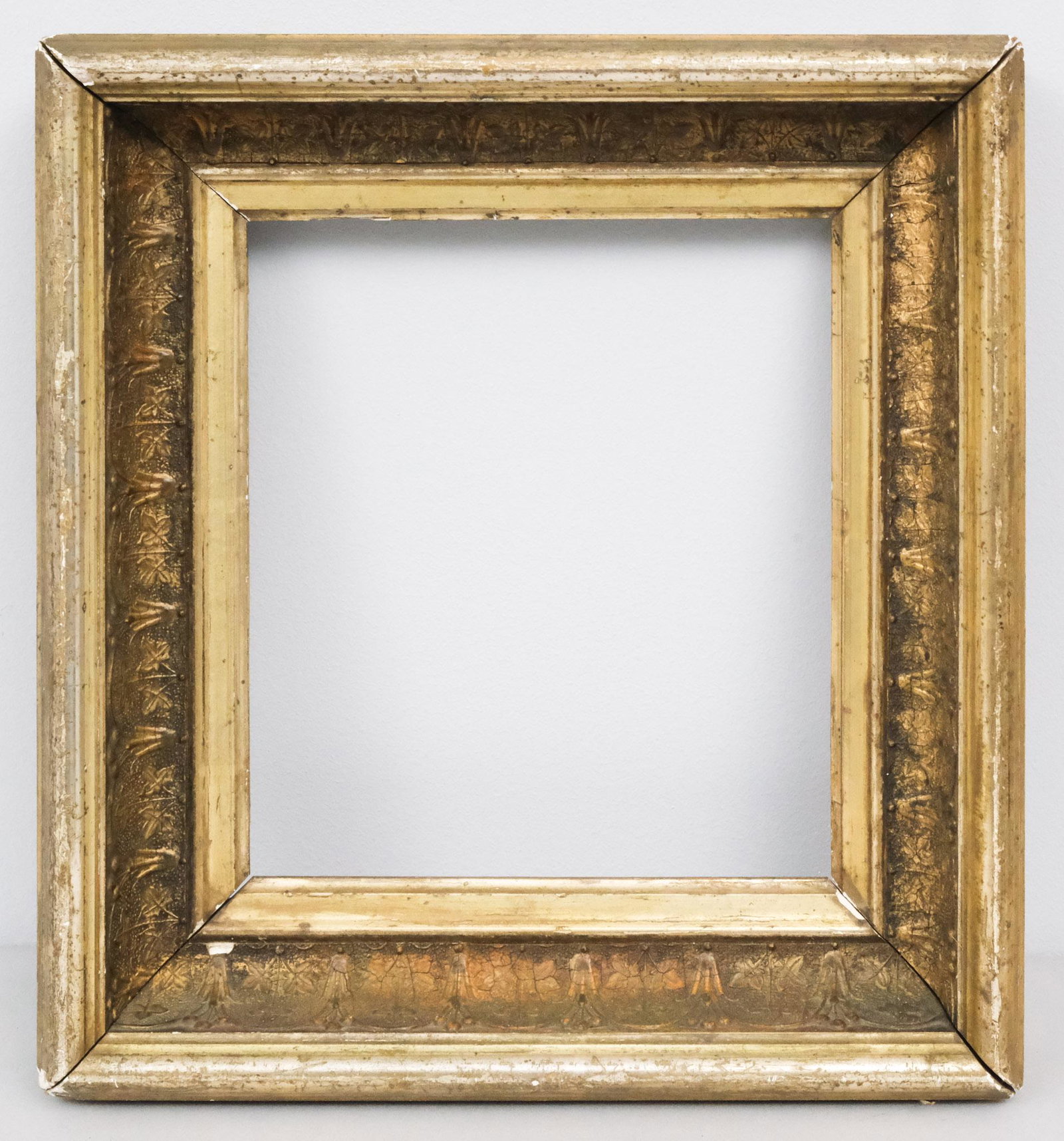 American Barbizon Lemon Gold Frame: American, circa 1870, with lemon gold gilt. Overall 12 1/4" x 13 1/4", rabbet 8" x 9", molding 2 1/4".