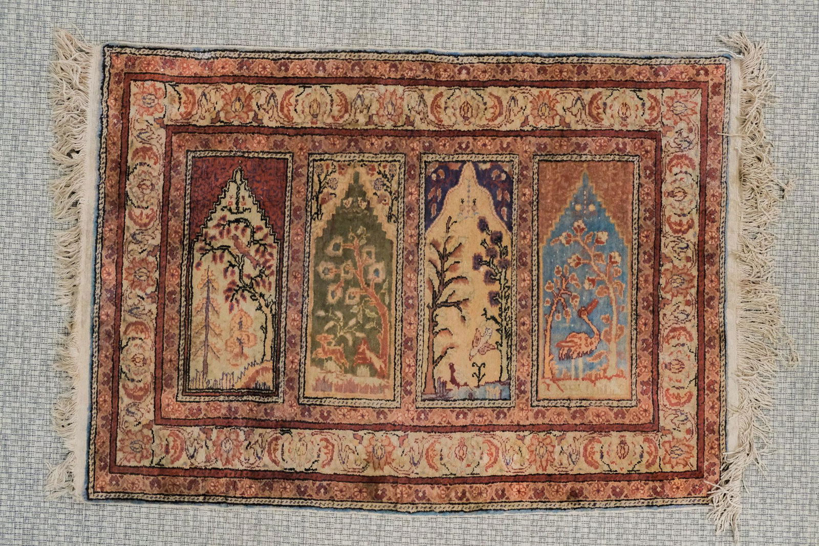 Turkish Kayseri Silk Animal Pictorial Prayer Rug (1 of 2)