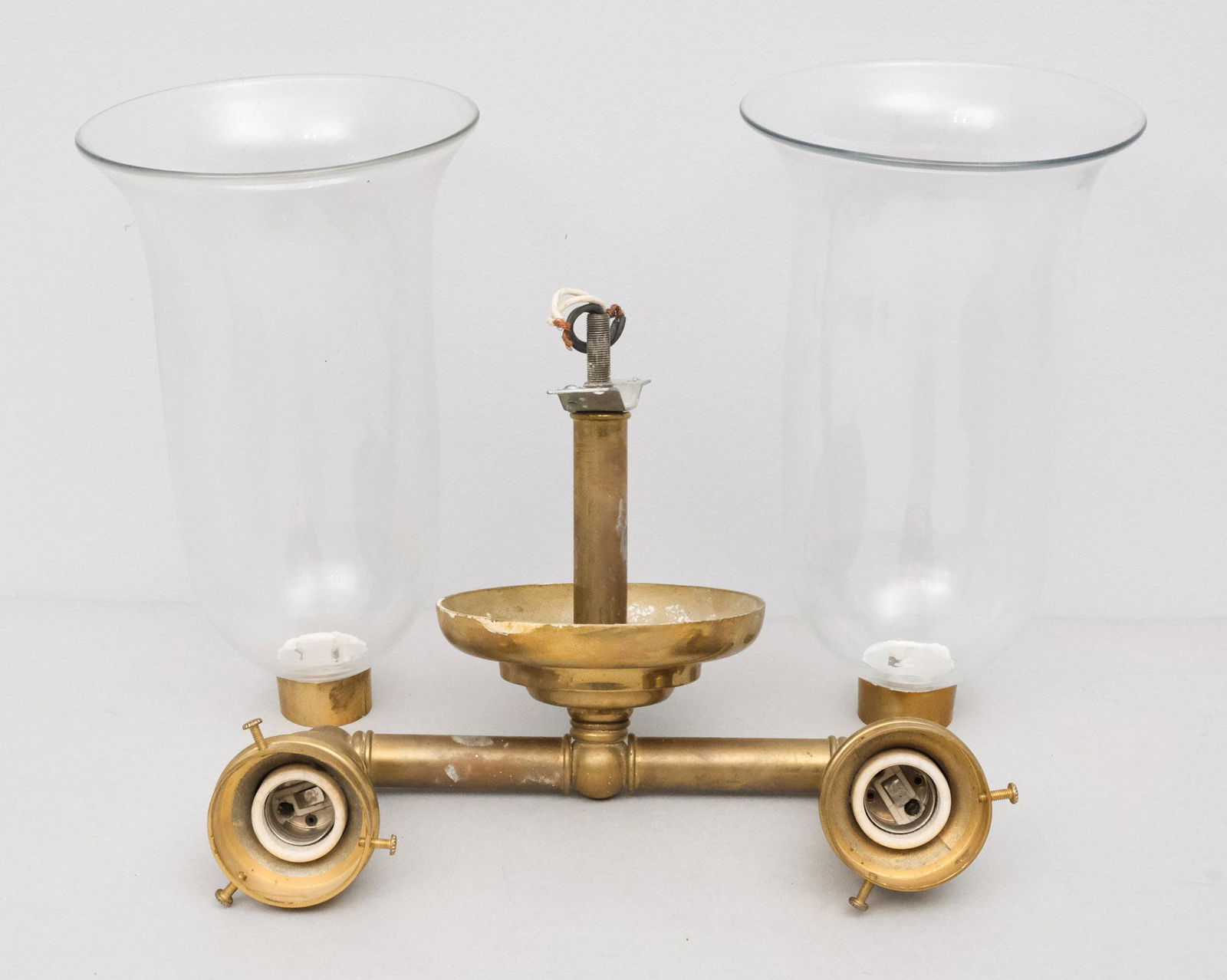 Brass Electrified Double Light Wall Sconce (1 of 4)