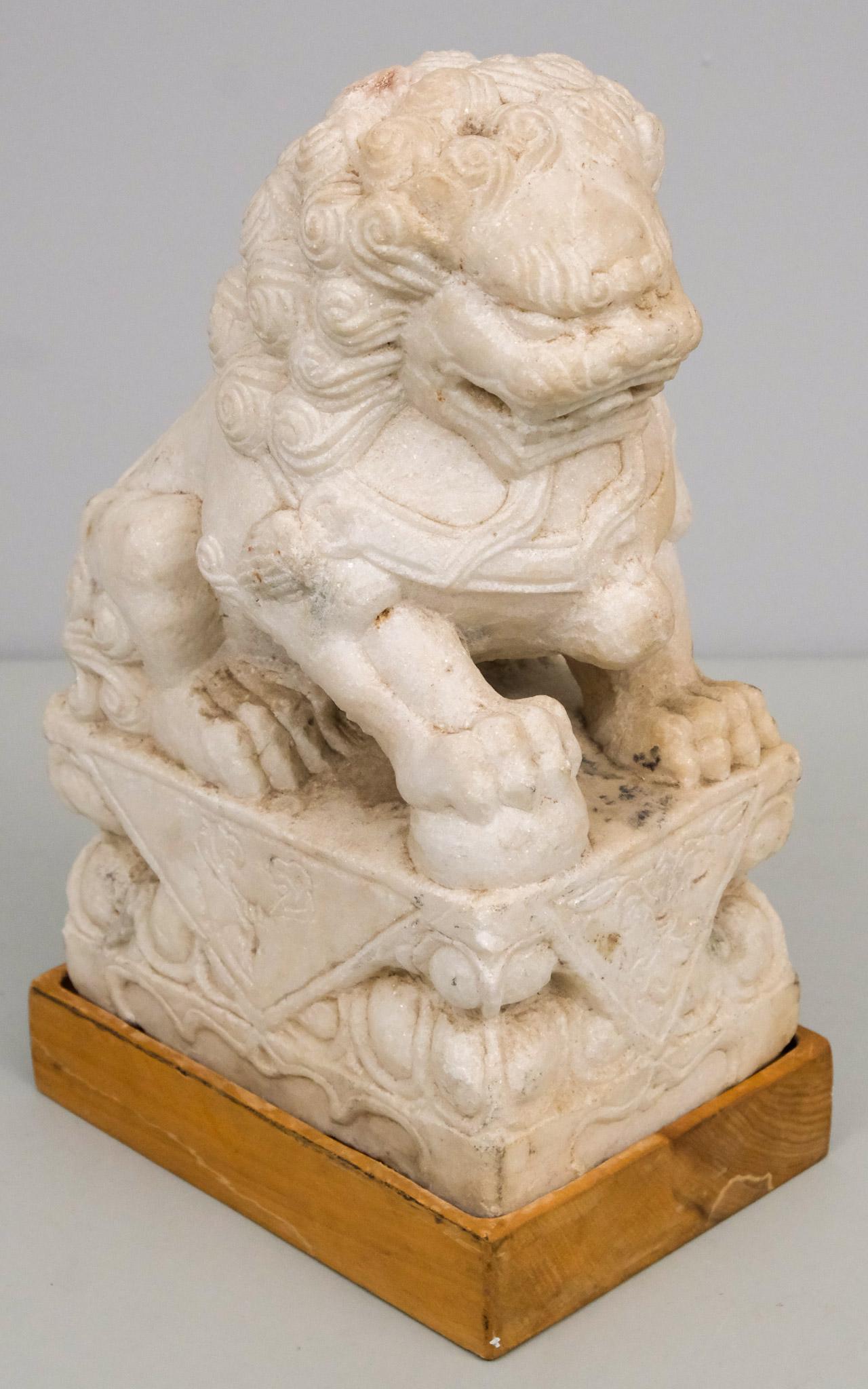 Antique Chinese Marble Foo Dog Carving (1 of 7)