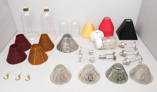 Vintage & Antique Lighting Lot: Including shades, lamps, etc.