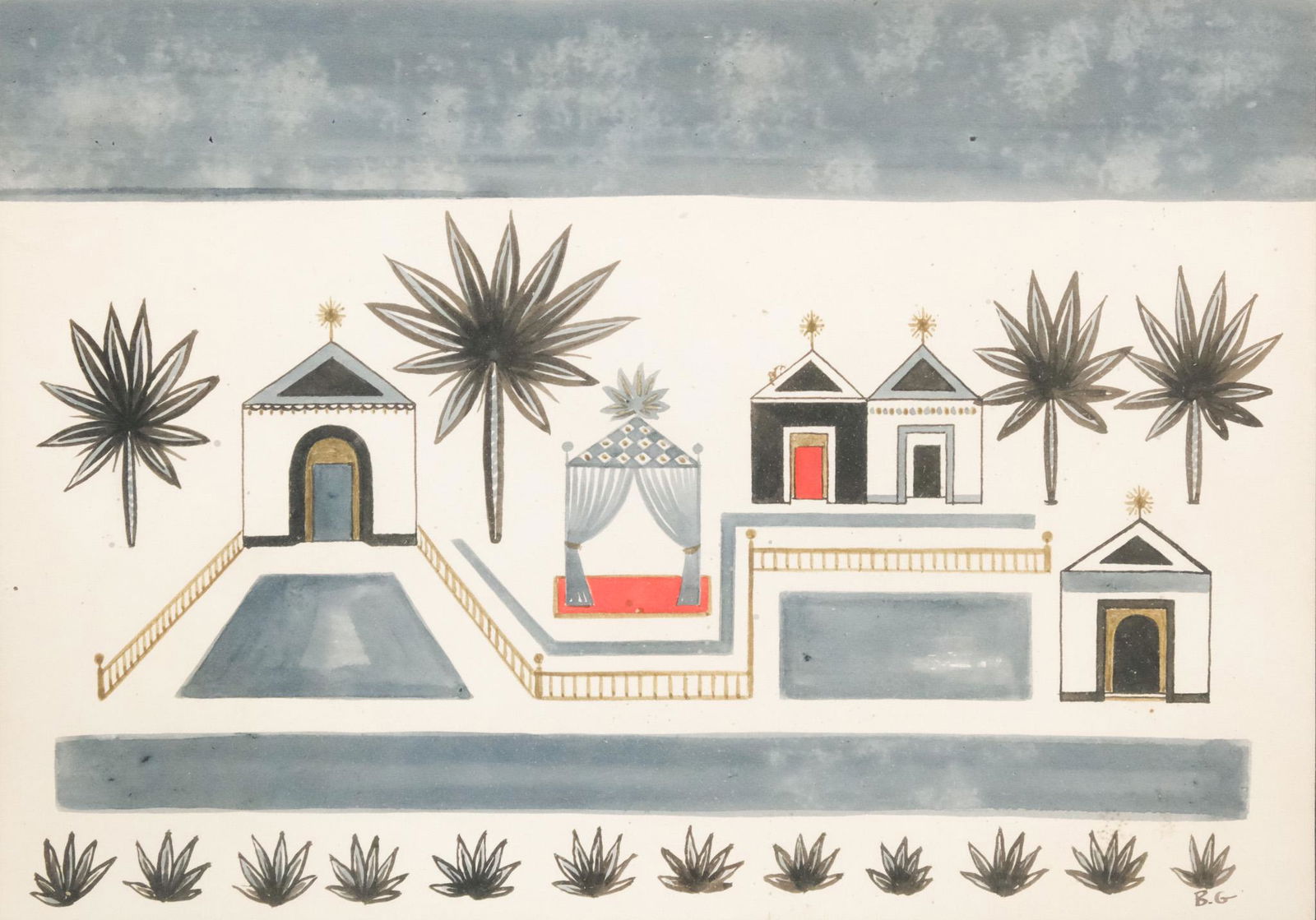 American School, Gouache Illustration (1 of 5)