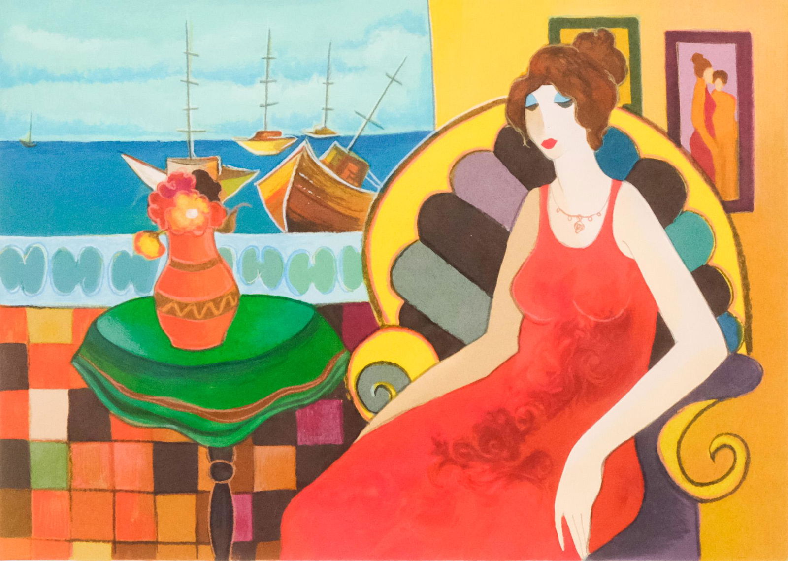 Itzchak Tarkay, Seated Lady in Red (1 of 7)