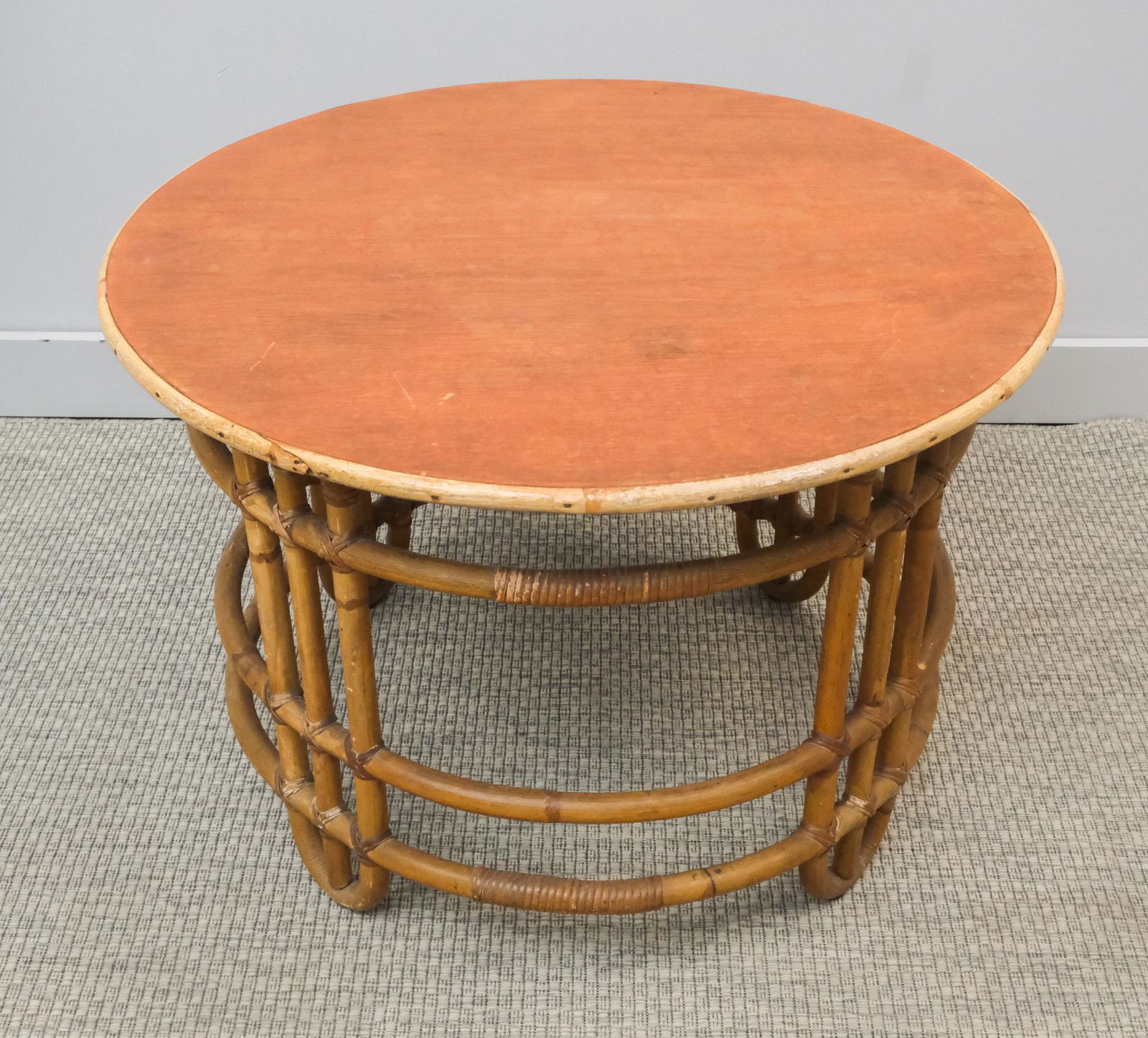 Vintage Round Bamboo Coffee Table (1 of 7)