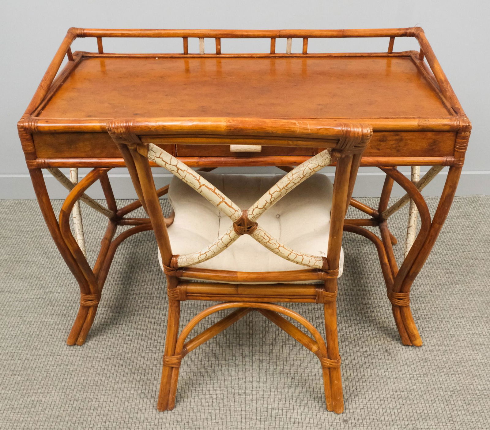 Vintage Bent Bamboo Desk & Chair (1 of 12)