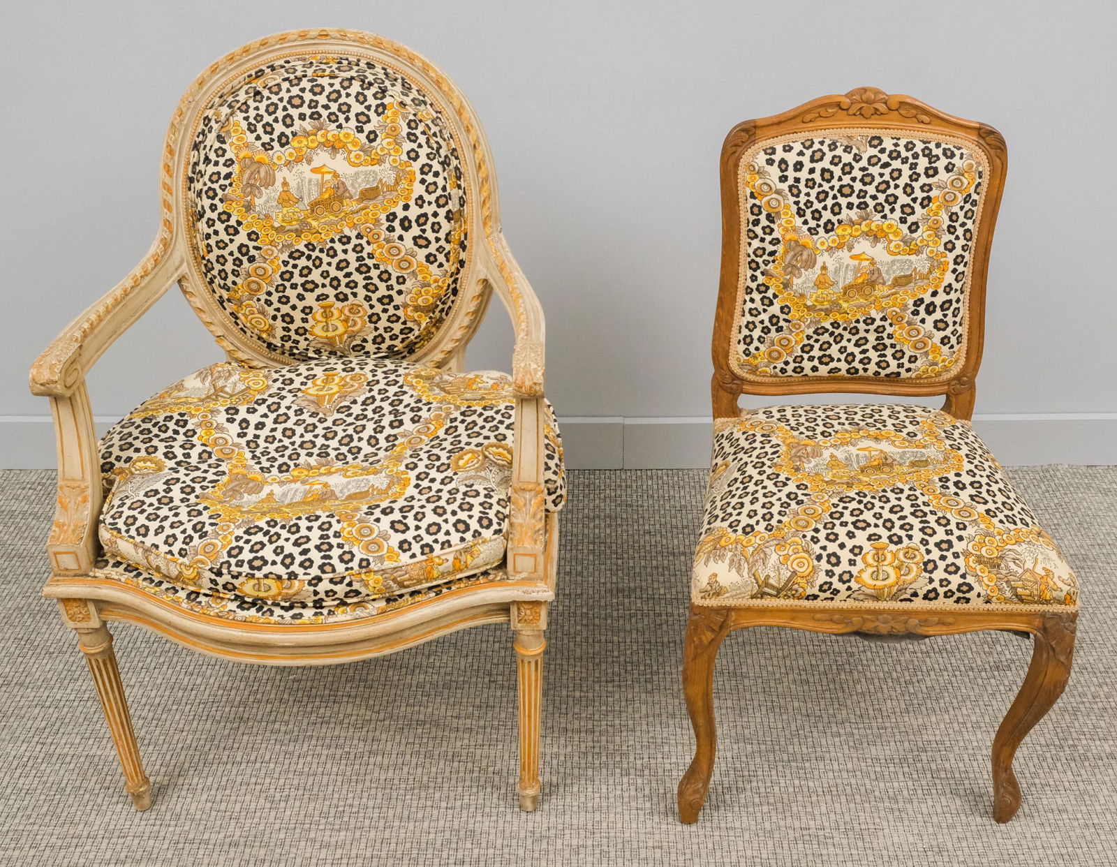 Two Vintage Leopard Upholstered Parlor Chairs (1 of 17)