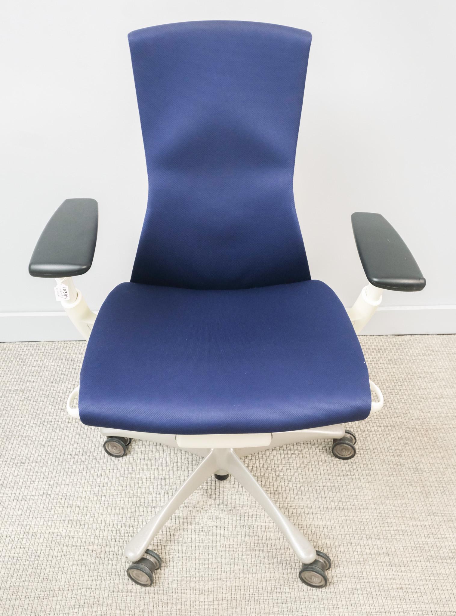 Herman Miller "Embody" Desk Chair: Herman Miller, "Embody" desk chair, designed by Bill Stumpf and Jeff Weber, perfect for ergonomic sitting, 43" H x 28" W x 24" L.