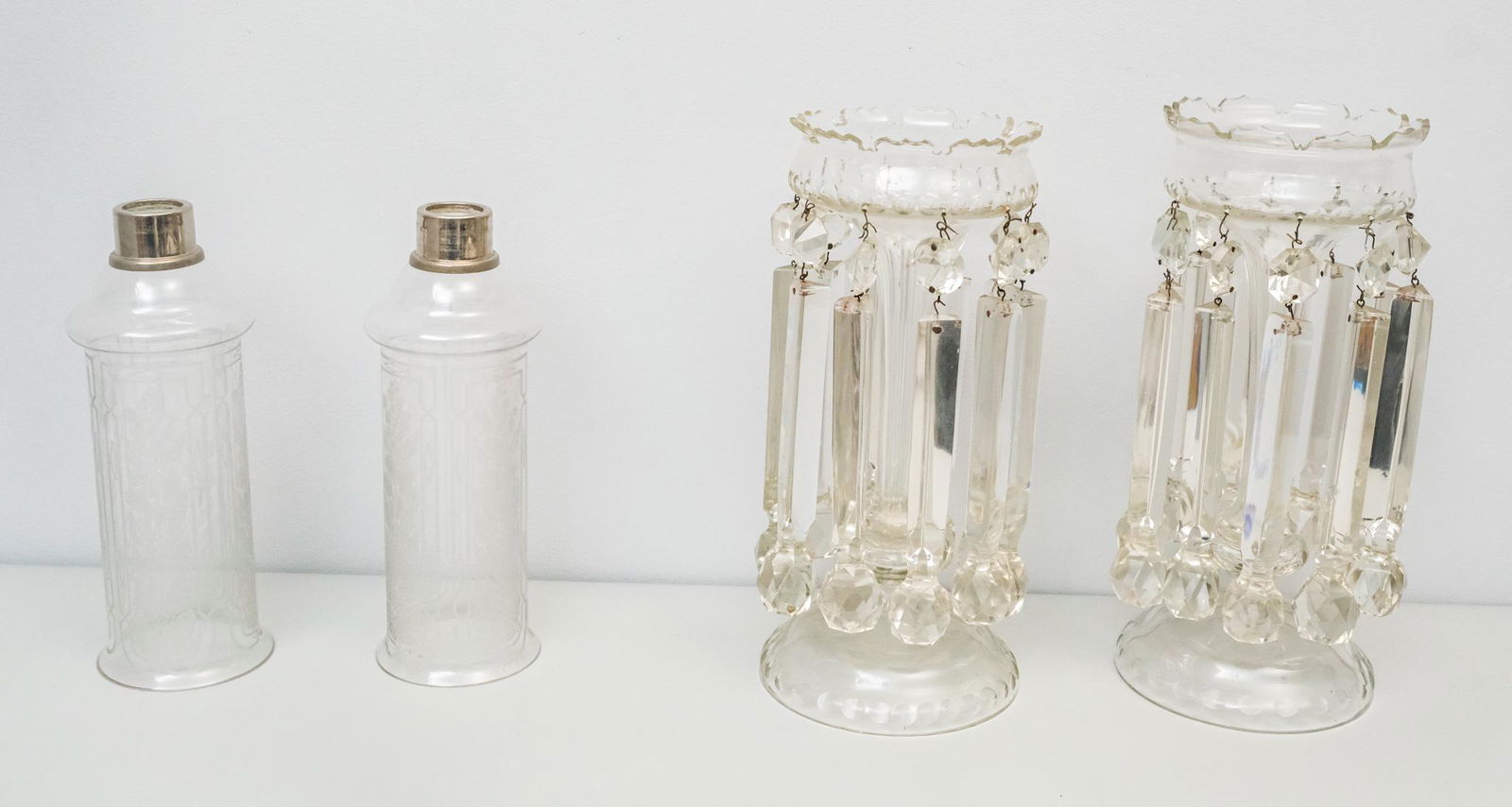 Two Cut Baccarat Garniture Vases & Related Shades (1 of 10)