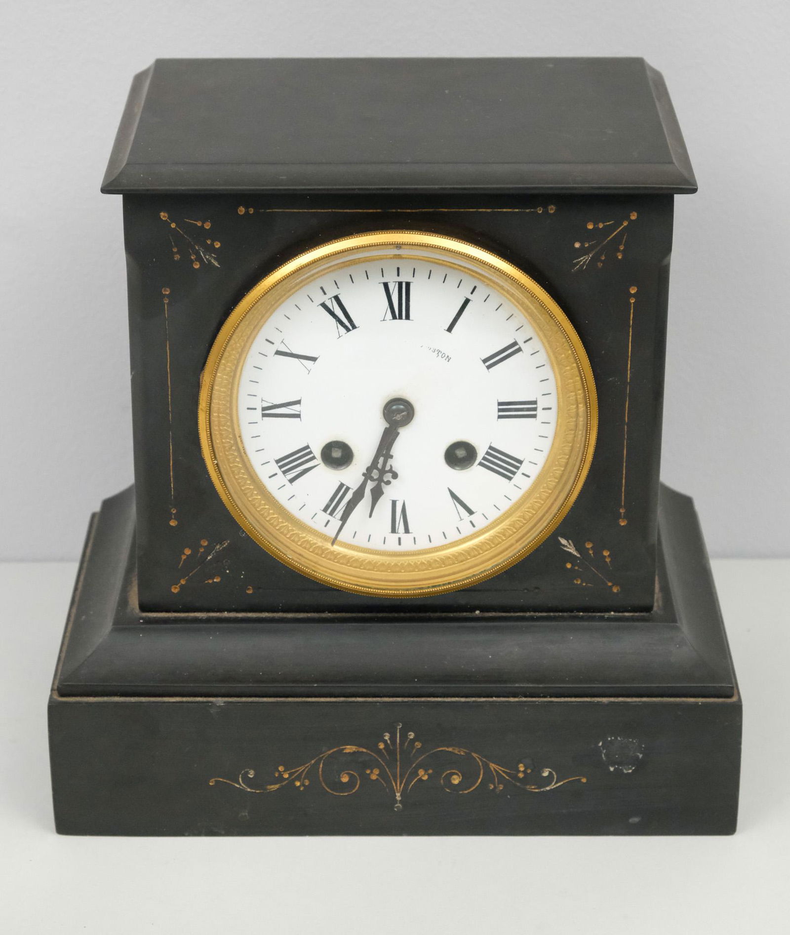 Antique Victorian Boston Black Marble Mantle Clock (1 of 10)